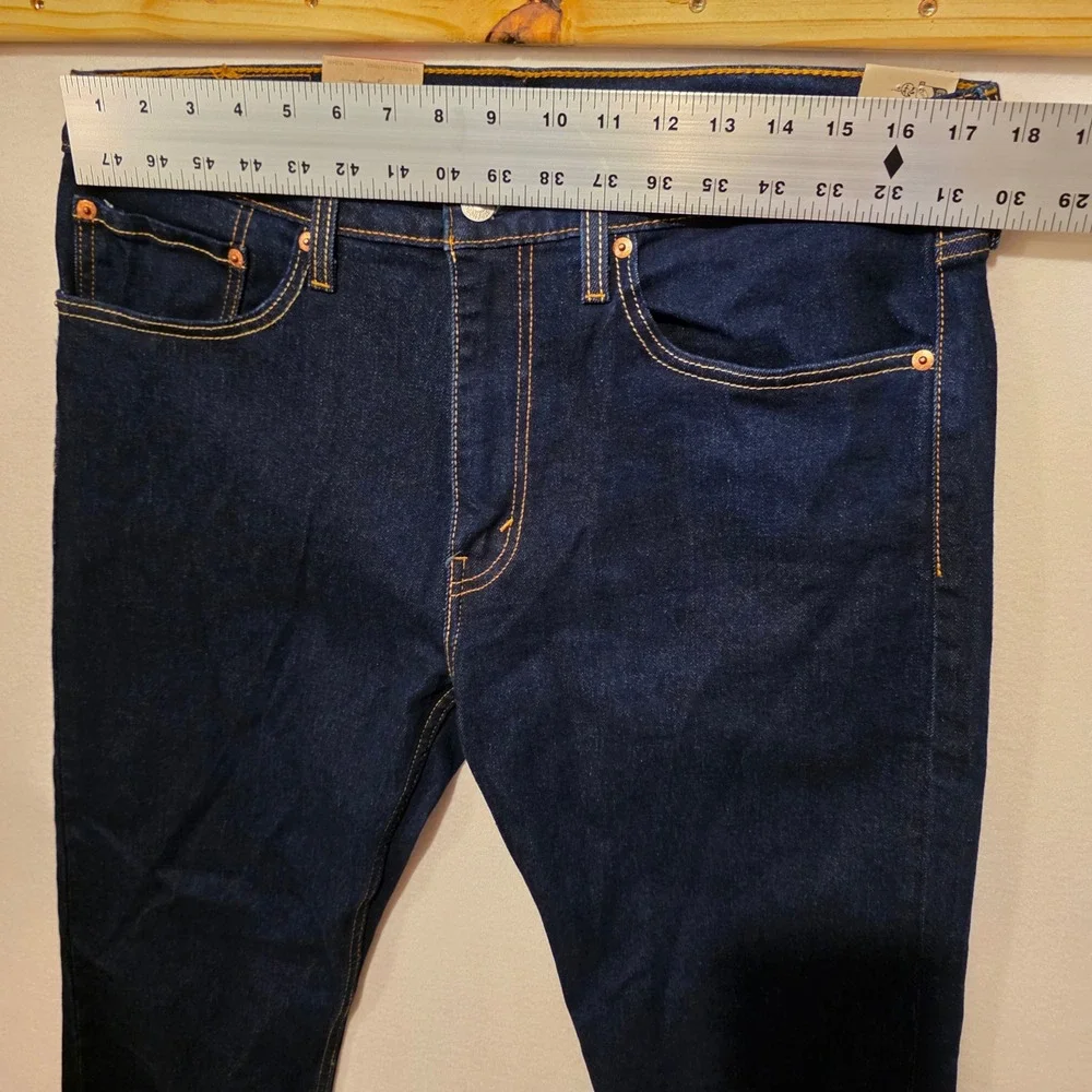 Levi's 502 Taper Jeans Mens 34x32 Dark Indigo Blue Stretch Denim 29507-3196